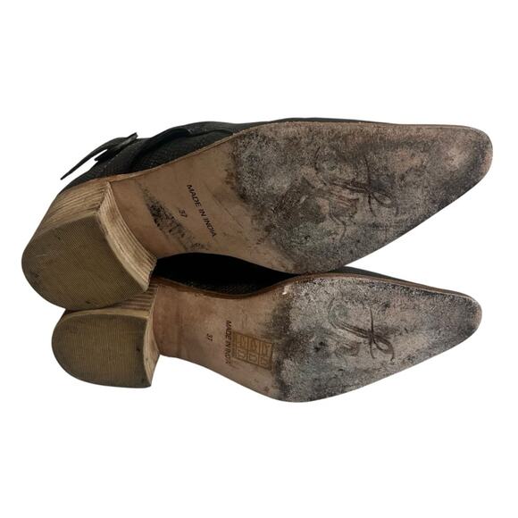 Free People Ankle Boots Womens 6.5 Dark Brown Leather Boho Western Cowgirl Rodeo - Picture 8 of 9
